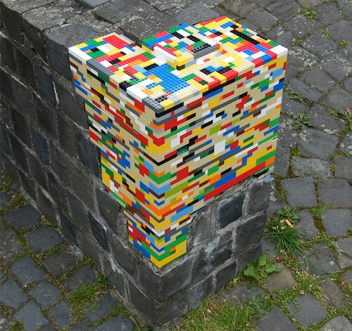 LEGO street art fence repair LEGO street art fence repair