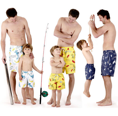 dad and son matching board shorts