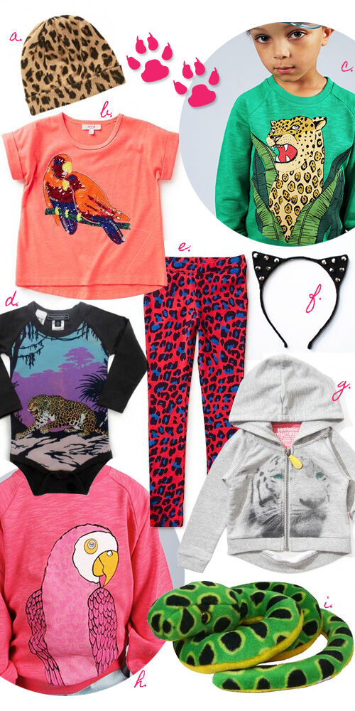 Jungle themed fashion and toys for kids