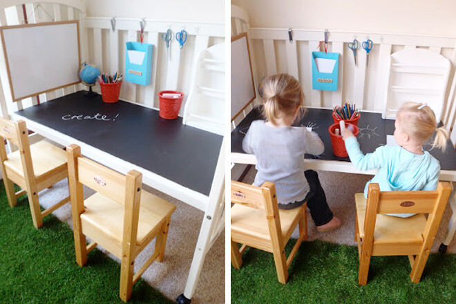 toddler craft table with storage
