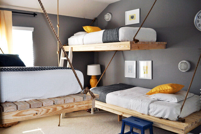 2 sets of bunk beds in one room