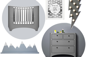 Leanders new grey cot and dresser