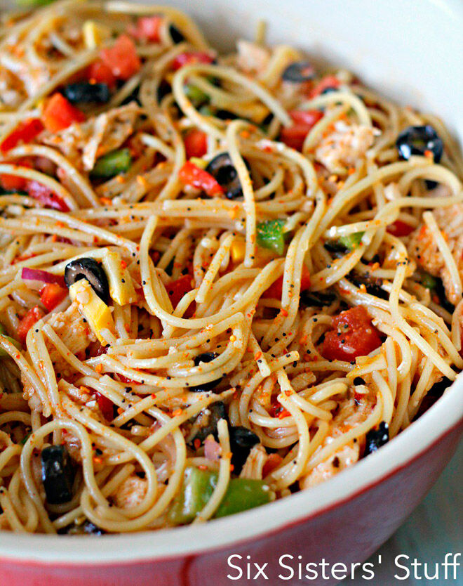 spaghetti pasta salat oppskrift