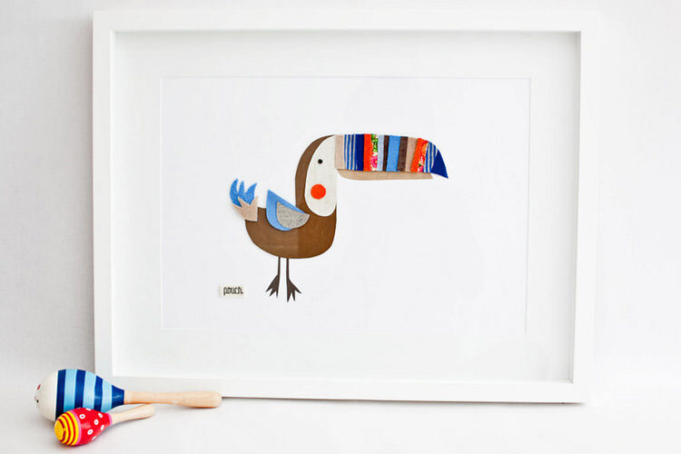 Pouch Handmade nursery art vintage collage