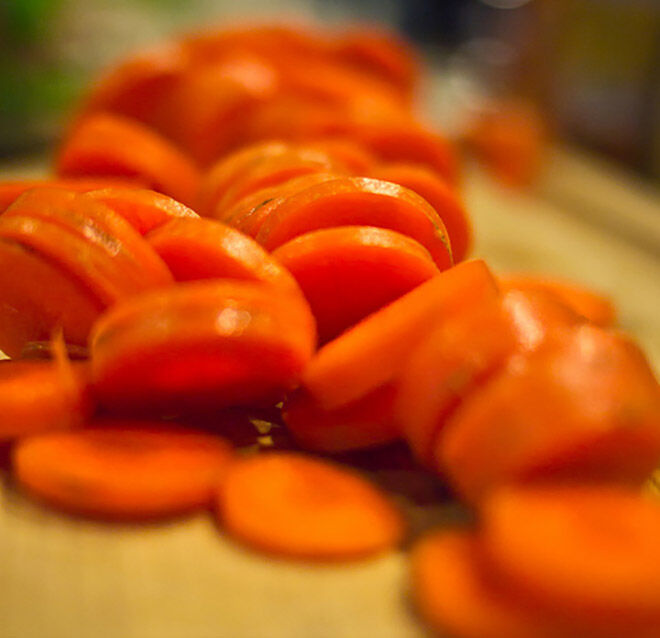 Keeping cut up carrots ready to go all the time.