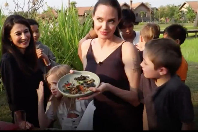 Watch Angelina Jolie Serve Up Bugs For Dinner Yum