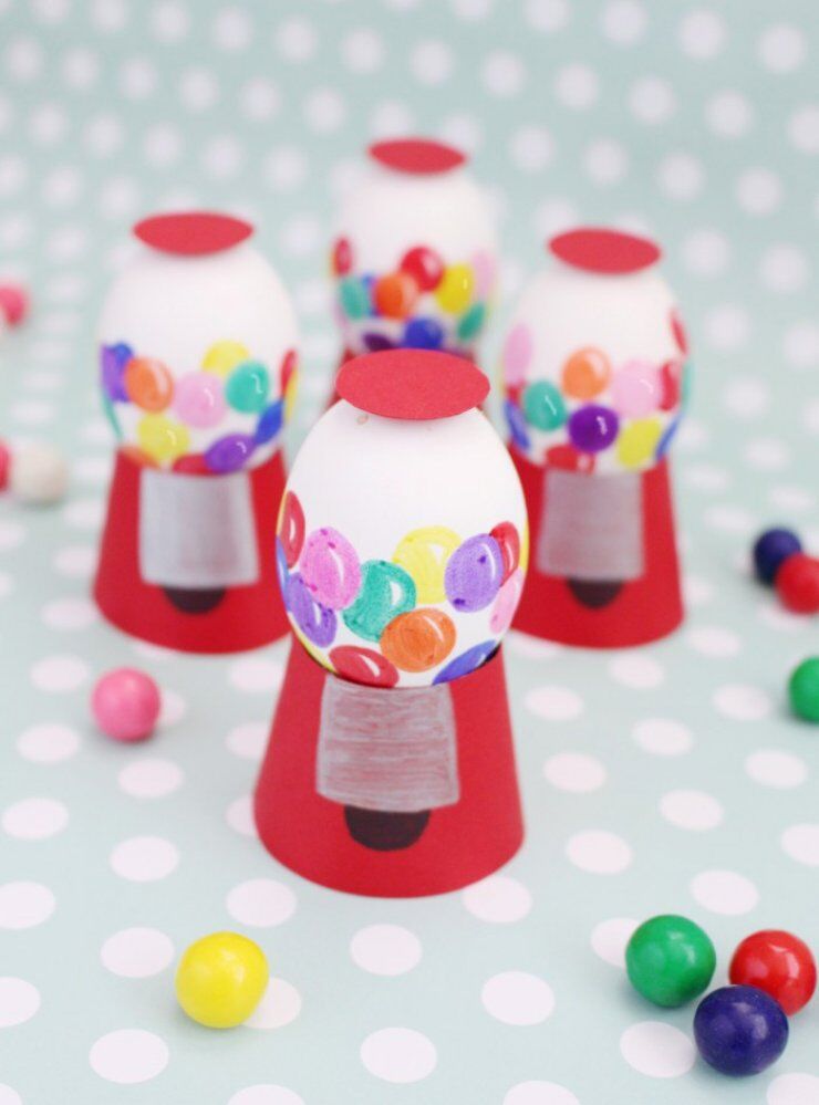 eggs painted like gumball machine