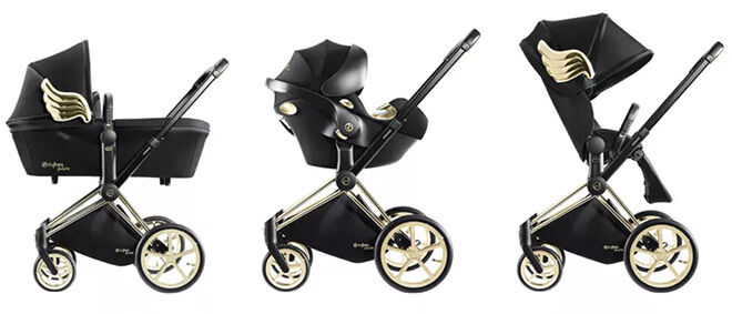 baby stroller with gold wings