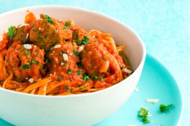 meatballs with hidden veggies in bowl
