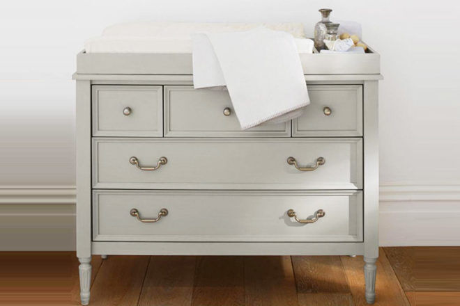 grey changing table with drawers