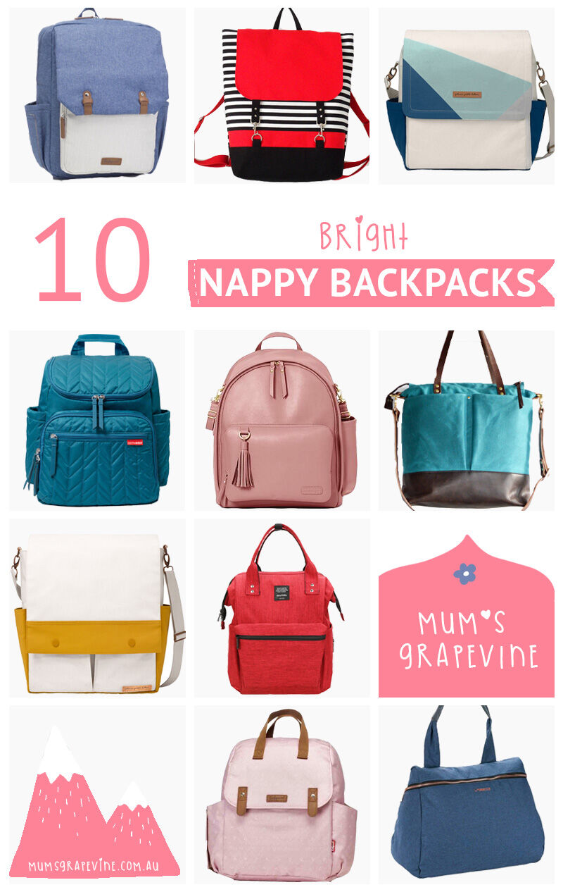 10 brightly coloured backpack nappy bags Mum's Grapevine