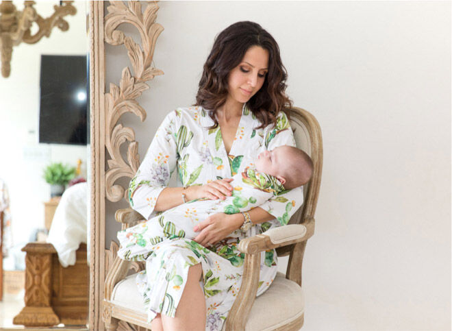 posh peanut matching robe and swaddle