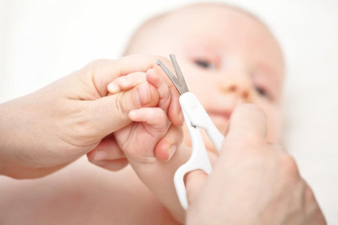 cutting newborn nails