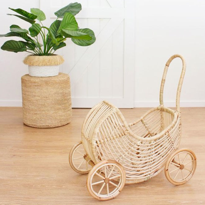 wicker doll buggy