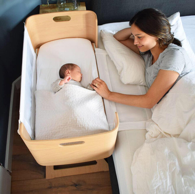 baby bassinet attached to bed