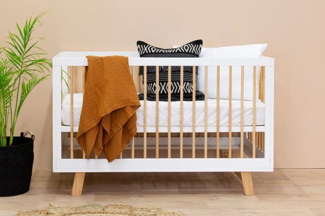 cot white and wood