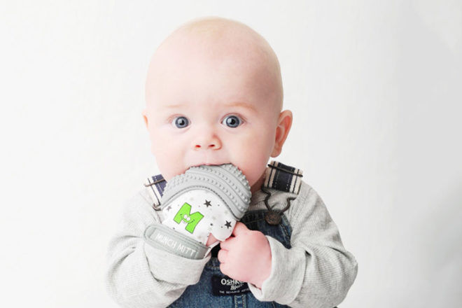 baby hand teething mitt