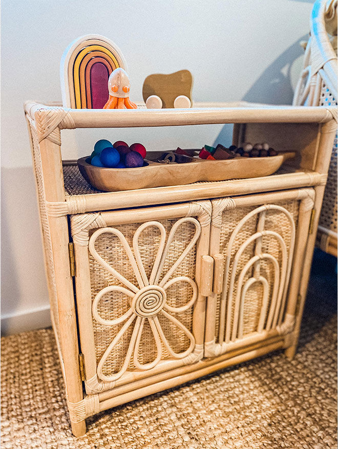 Hayden's earthy rattan big boy room Mum's Grapevine