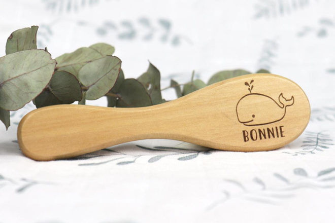 personalised wooden baby brush