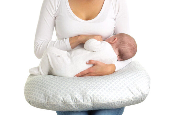 White Cotton U-Shaped Nursing Pillow Cover - Machine Washable - Baby Mam