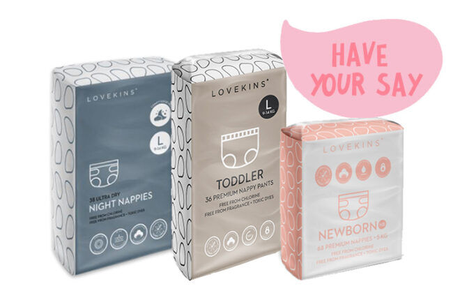 Lovekins nappies callout