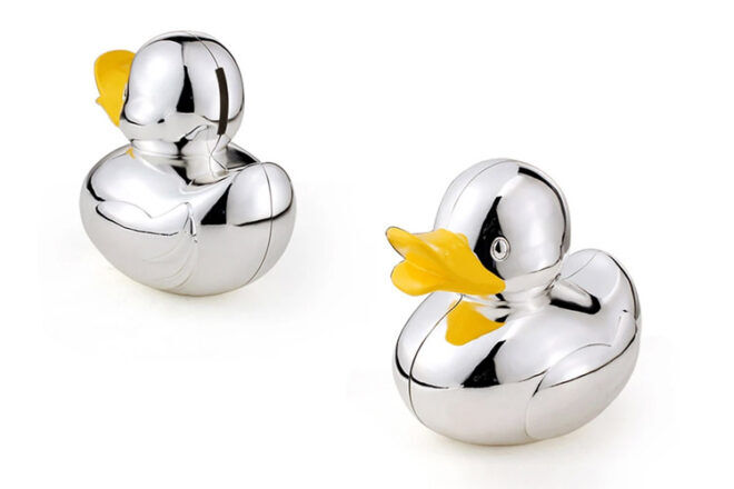 Silver Rubber Duck Piggy Bank for Kids